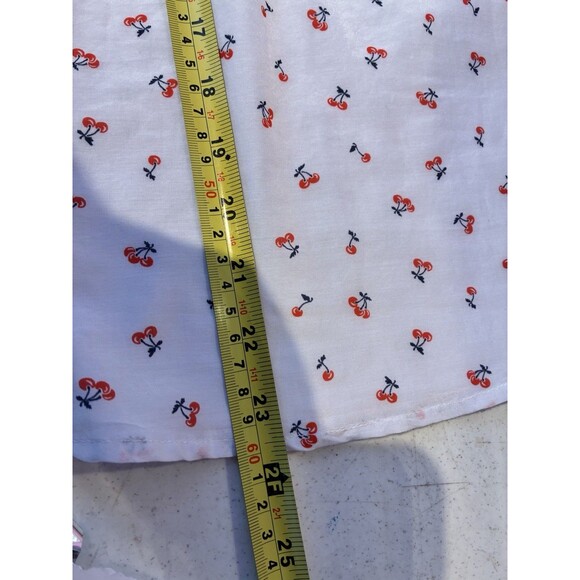 J.Crew Size 0 Cherry Print Sleeveless Tie Neck Cotton Silk Blouse Top - Picture 7 of 12